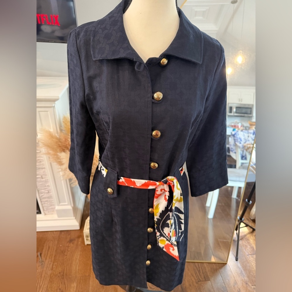 Milly Navy Shirt Dress or Jacket with Vibrant Accents or BNWT